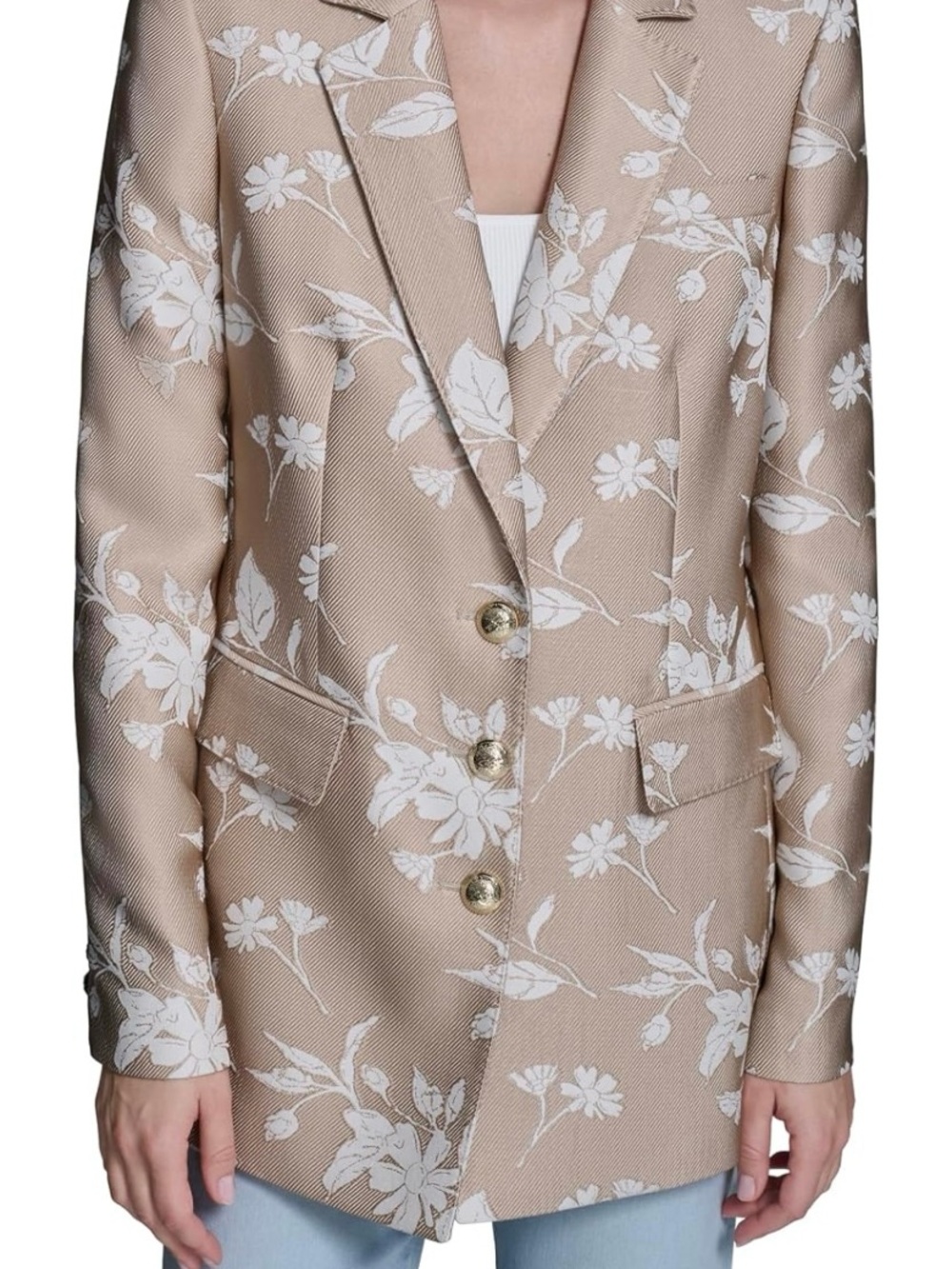 Karl Lagerfeld Beige Blazer with White Floral Print